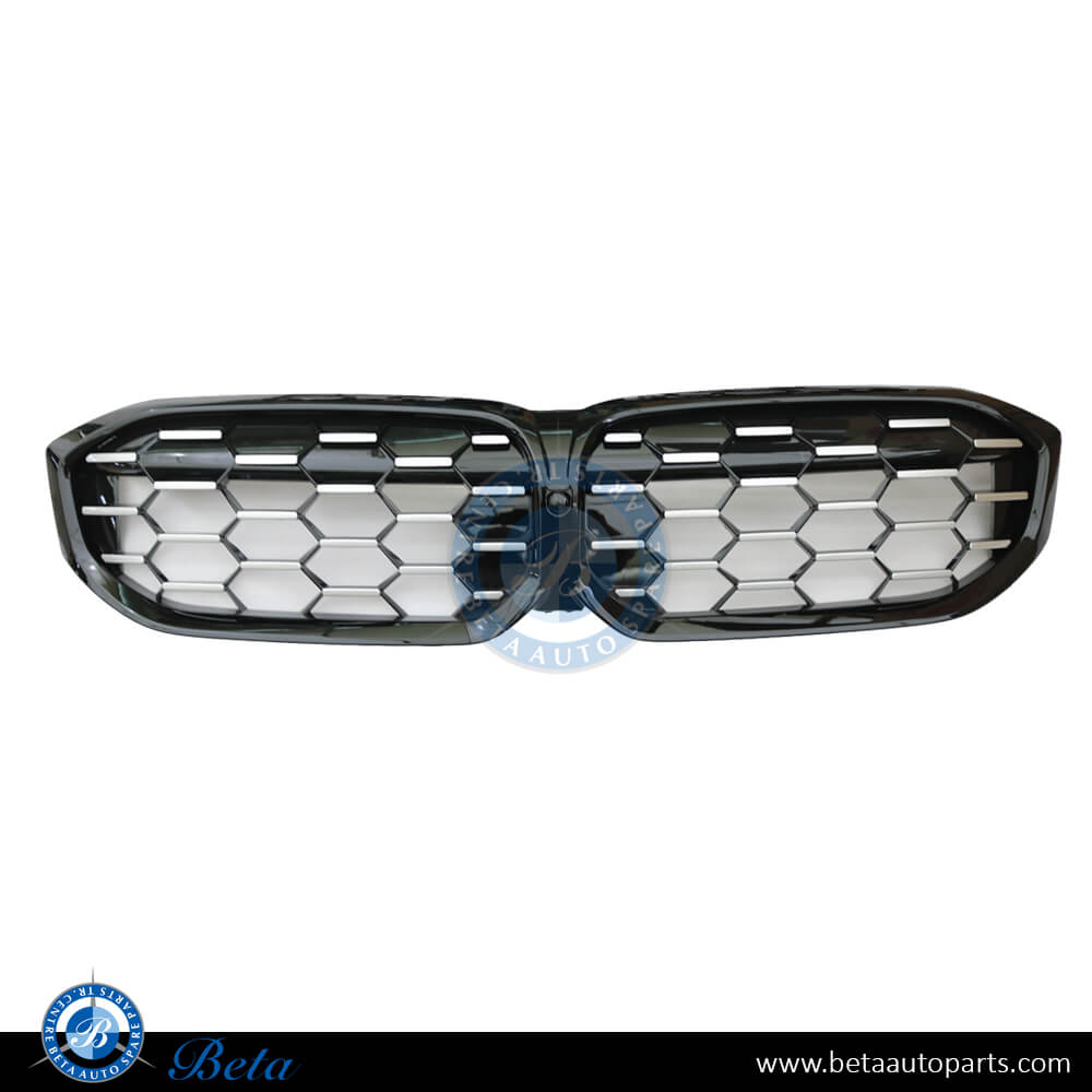 Radiator Grille M340 Look with Camera Hole Black and Chrome color for BMW 3 Series G20 LCI 2023-Up models, Part Number 51135A357F8 Radiator Grille M340 Look with Camera Hole Black and Chrome color for BMW 3 Series G20 LCI 2023-Up models, Part Number 51135A357F8